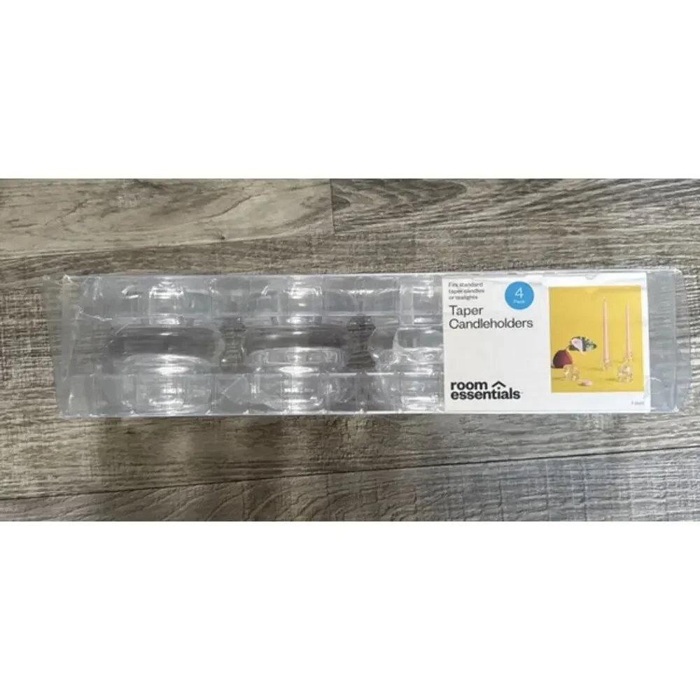 Room Essentials Clear Glass Candle Holders 4 Pack for Taper & Tealight Candles